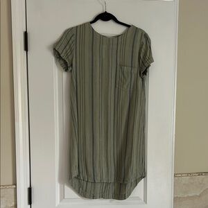Striped Green and Gray T-Shirt Dress